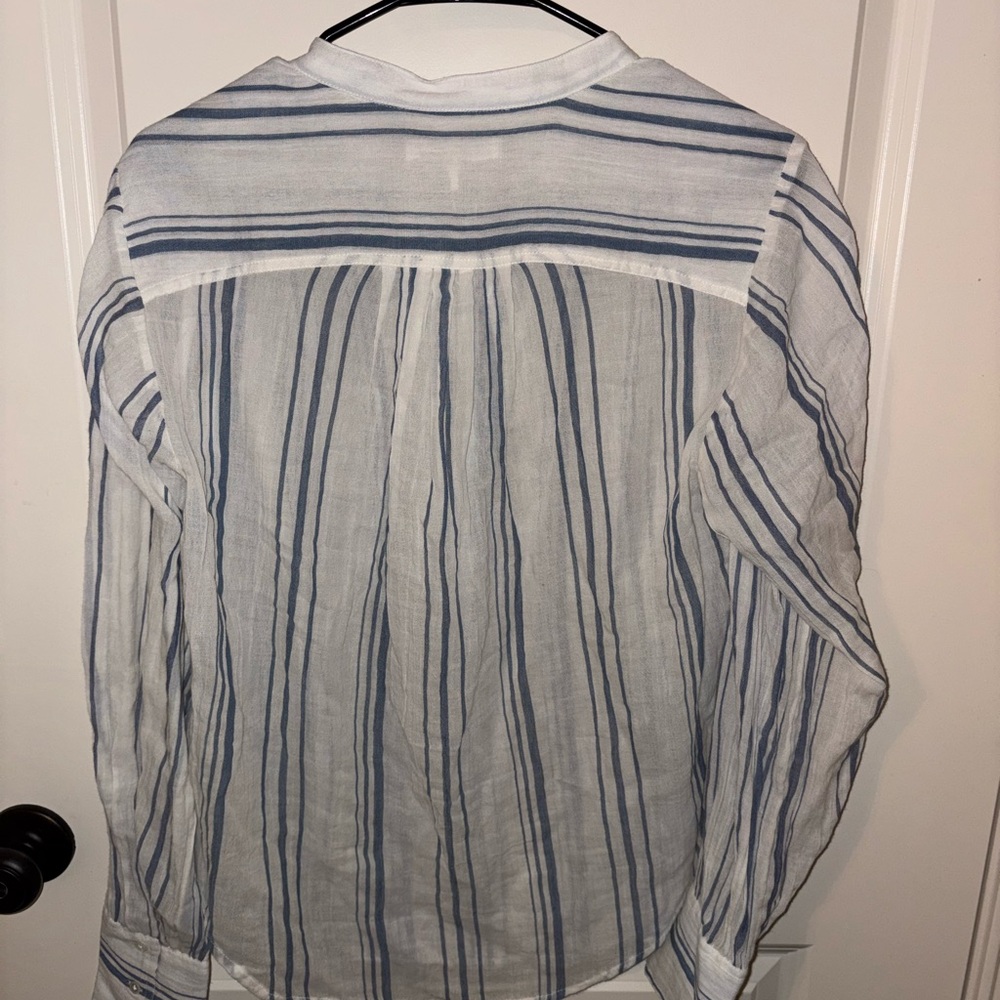 Frame Denim Women’s White and Blue Striped Button Down Shirt - Picture 3 of 3